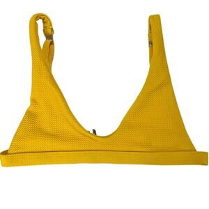 Textured Yellow Bikini Top Adjustable Straps Size Small